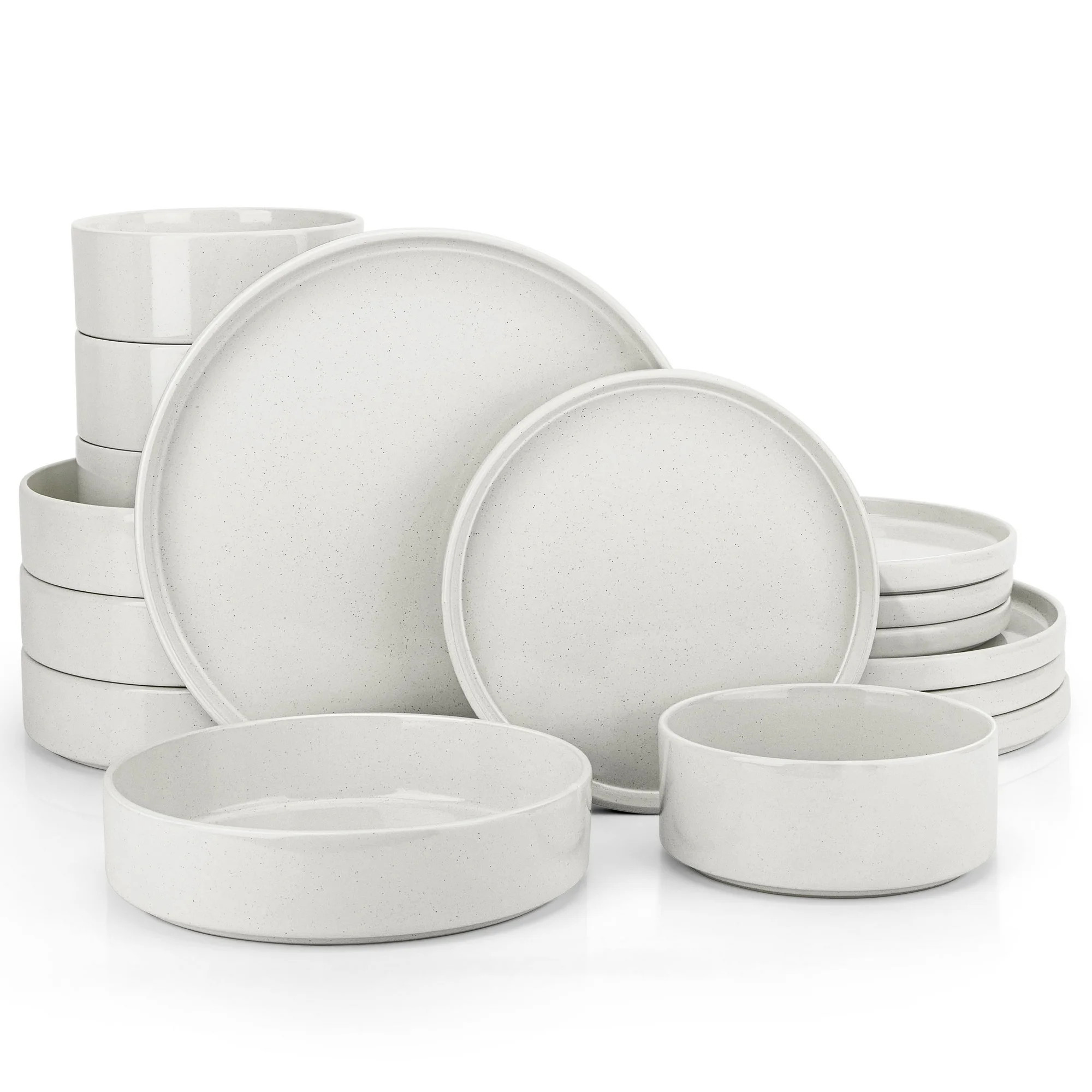 Vesteel 16 Pieces Dinnerware Sets, Premium Stoneware Dishes Set for 4, Speckled Plates and Bowls ... | Walmart (US)