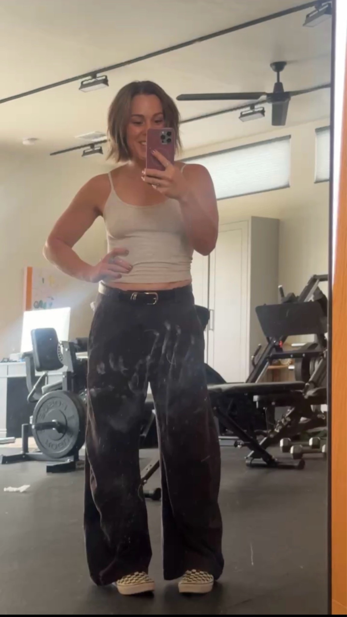 Excuse the filthy mirror…
But these pants are soooo comfy. I sized up for a baggier fit.