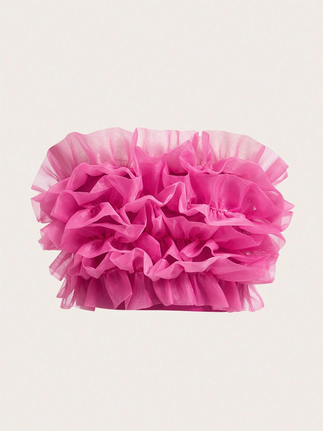 SHEIN MOD Ruffle Trim Mesh Overlay Top | SHEIN