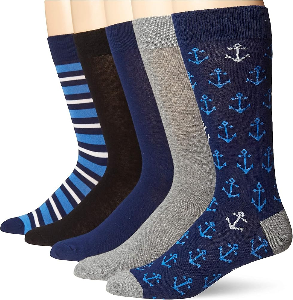 Amazon Essentials Men's Comfortable Patterned Dress Socks, 5 Pairs | Amazon (US)