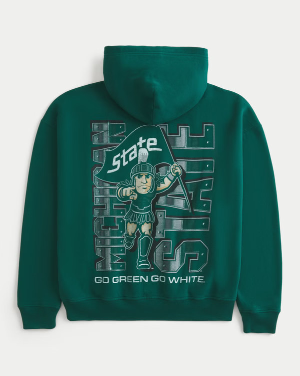 Men's Boxy Michigan State University Spartans Graphic Hoodie | Men's Graphics Shop | HollisterCo.... | Hollister (US)