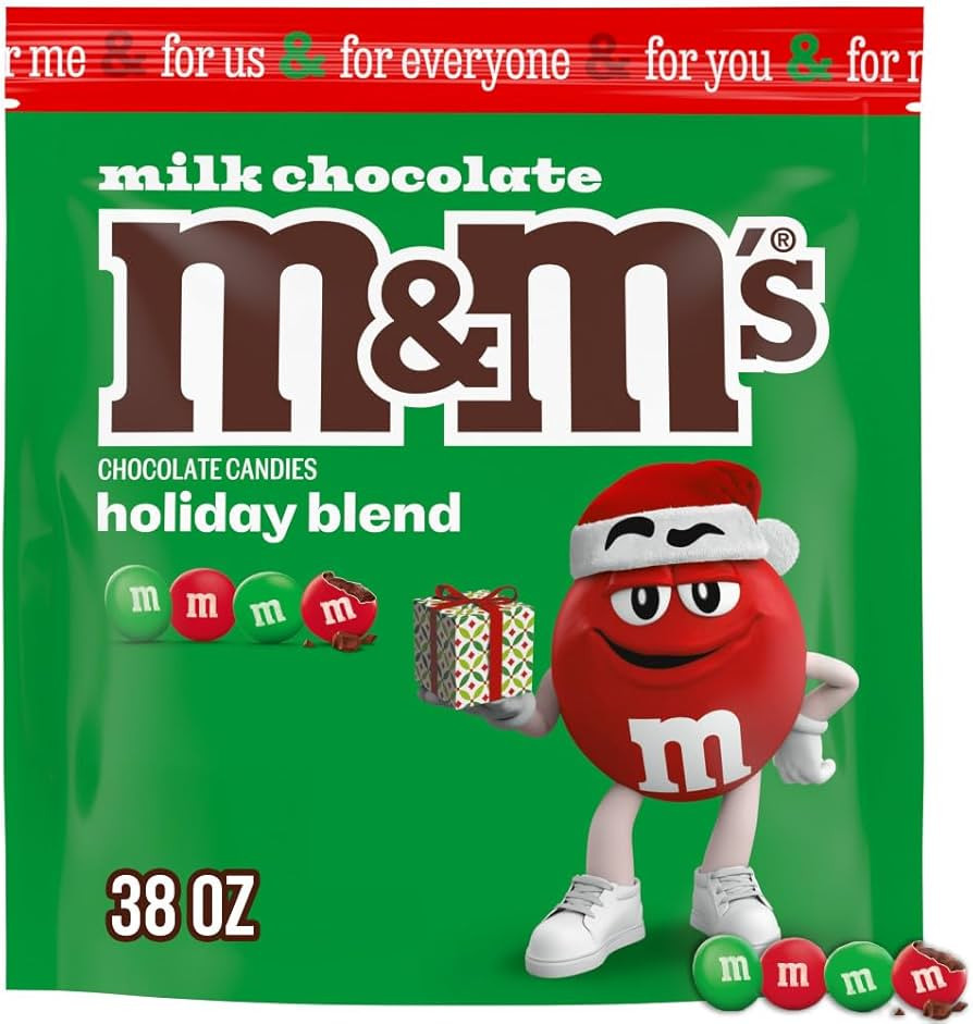 M&M'S Milk Chocolate Red & Green Christmas Candy Bulk Assortment, Bulk Christmas Candy 38 oz Rese... | Amazon (US)