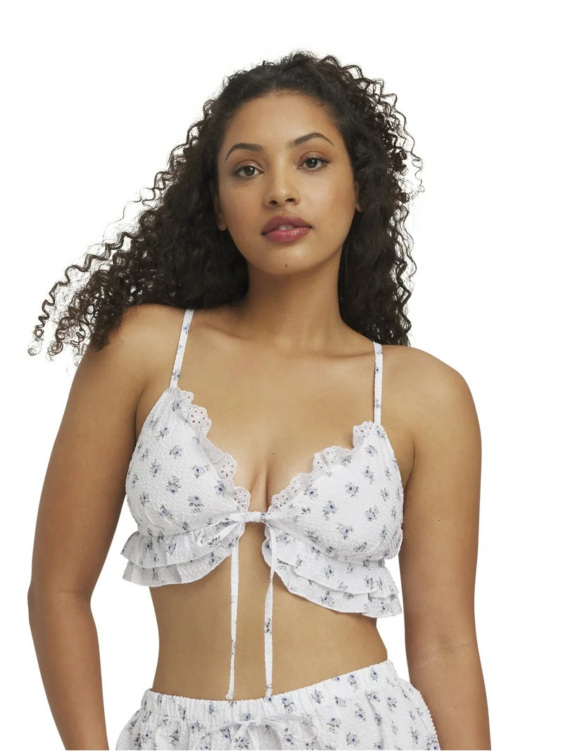 Mills by Millie Bobby Brown Women's Seersucker Flutter Bralette, Sizes XS-XXXL | Walmart (US)