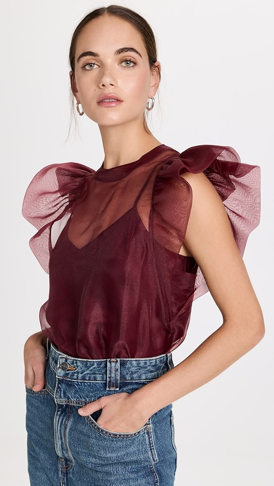 Jonathan Simkhai Corina Organza Ruffle Top | SHOPBOP | Shopbop