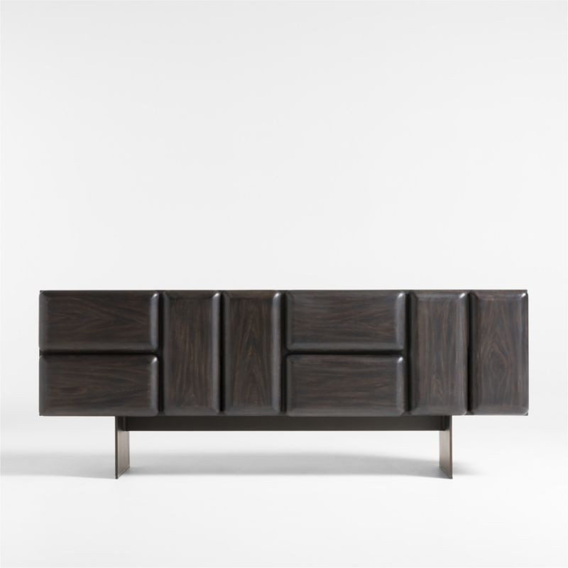 Ameno 72" Charcoal Ash Wood and Metal Storage Media Console | Crate & Barrel