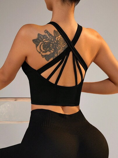 SHEIN Sport Studio Women's Solid Color Athletic Workout Tank Tops Gym Top Fitted Shirt | SHEIN