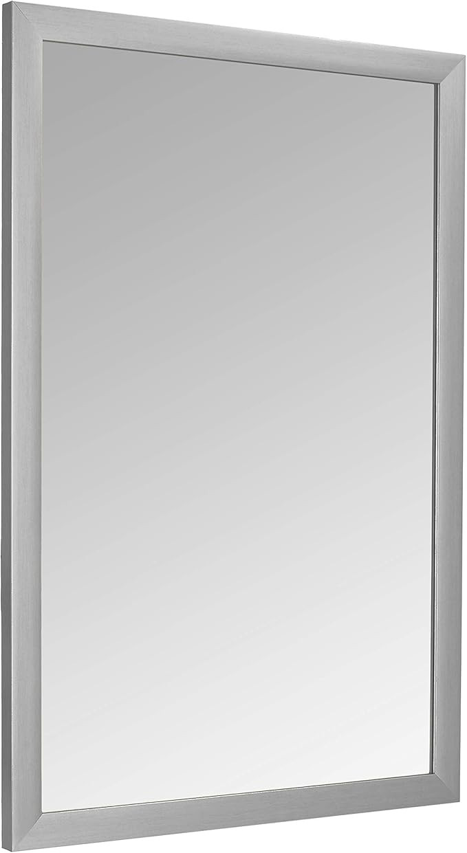 Amazon Basics Rectangular Wall Mirror 24" x 36" - Standard Trim, Nickel | Amazon (US)