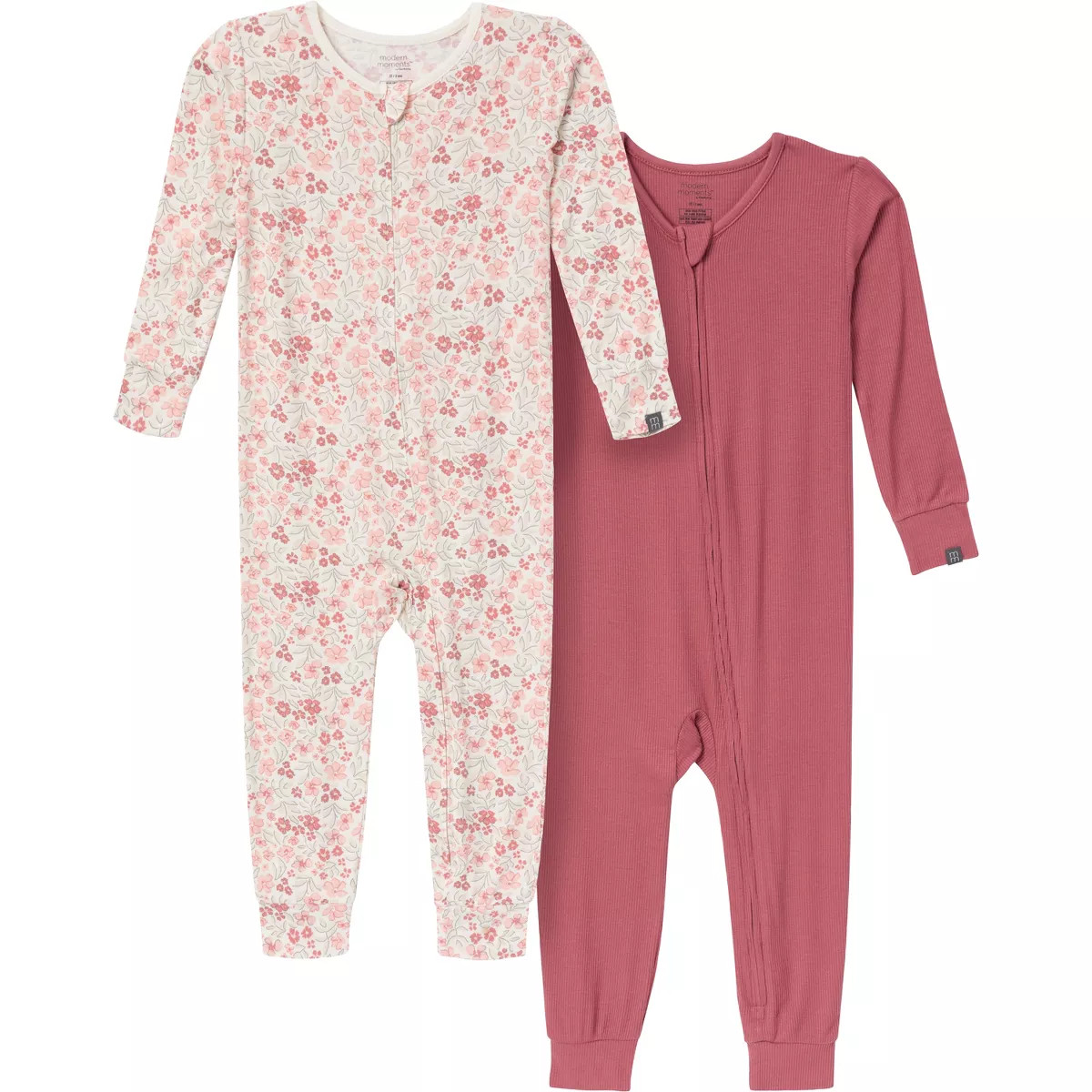 Modern Moments™ by Gerber Baby Girls' 2-Pack Tight Fitting Footless Pajamas | Target
