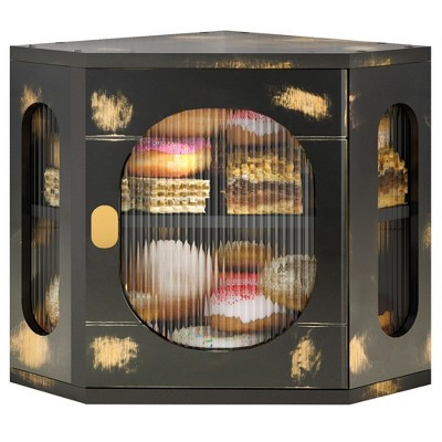 MOEPISY Large Wooden Corner Bread Box, Storage Container for Kitchen Countertop (Antique Black) | Target