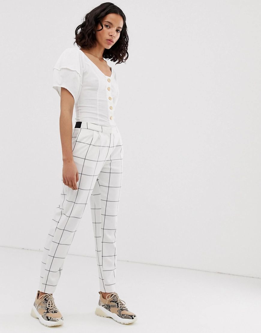 Only grid check tapered pant-Cream | ASOS (Global)