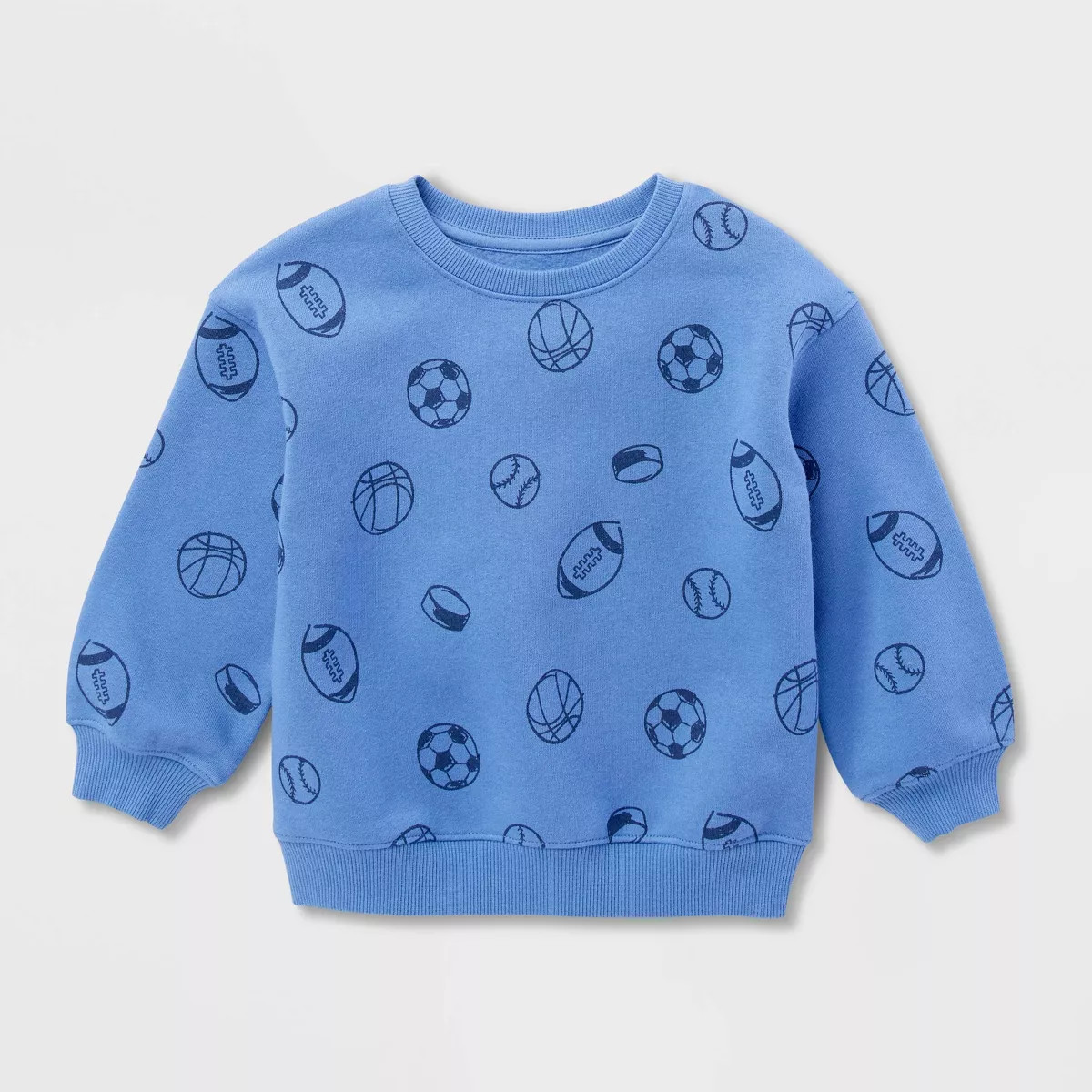 Toddler Boys' Fleece Crewneck Sweatshirt - Cat & Jack™ Light Blue 18M | Target