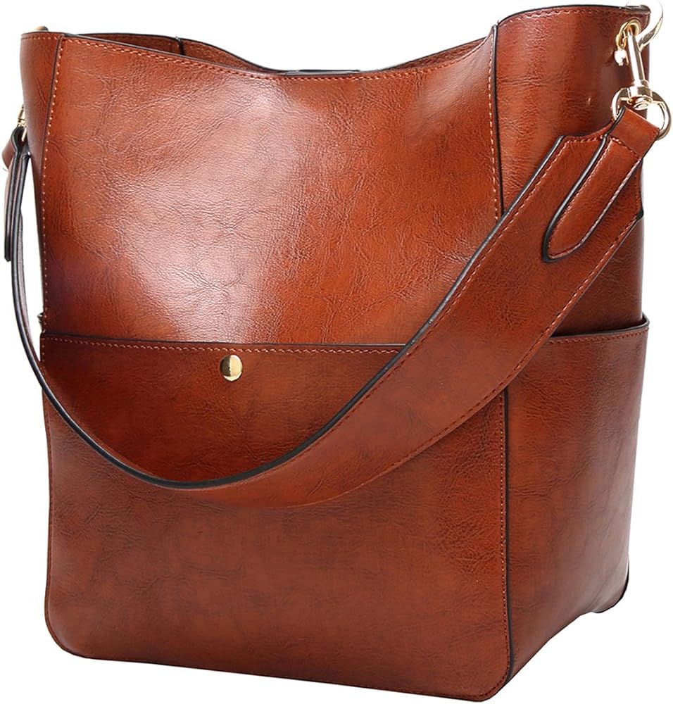 Molodo Womens Handbag, Pu Leather Bucket Tote Purse And Handbags Medium Satchel Hobo Purse Designer  | Amazon (US)