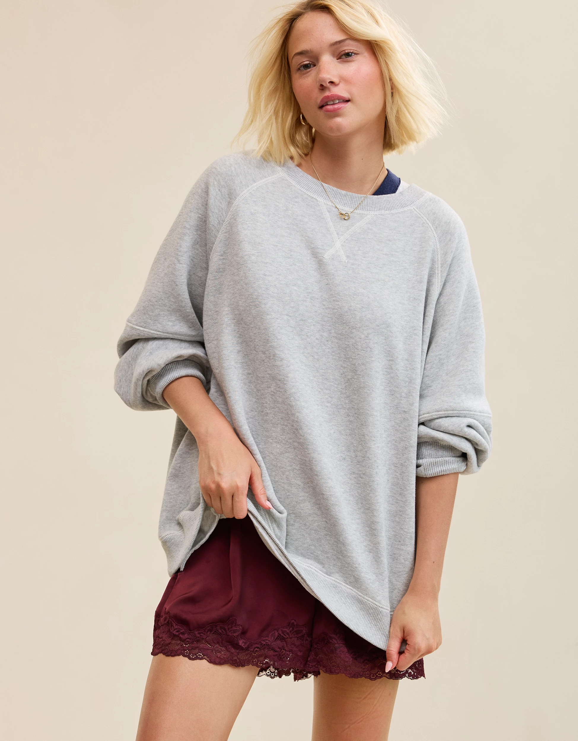 OVERSLEPT by Aerie Liquid Satin Lace Trim Short | Aerie