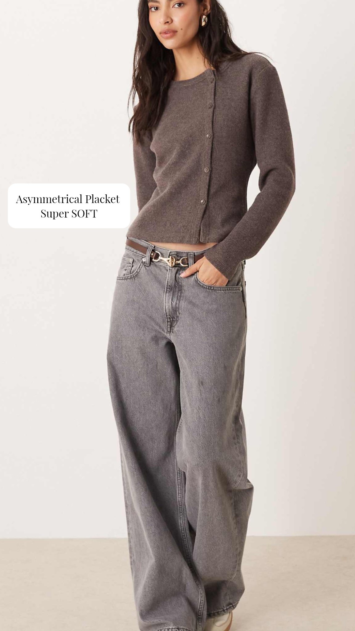 asymmetric placket button up super soft top in brown 

#LTKootd #LTKPetite #LTKgrwm