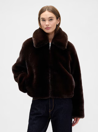 100% Recycled Relaxed Faux-Fur Jacket | Gap Factory