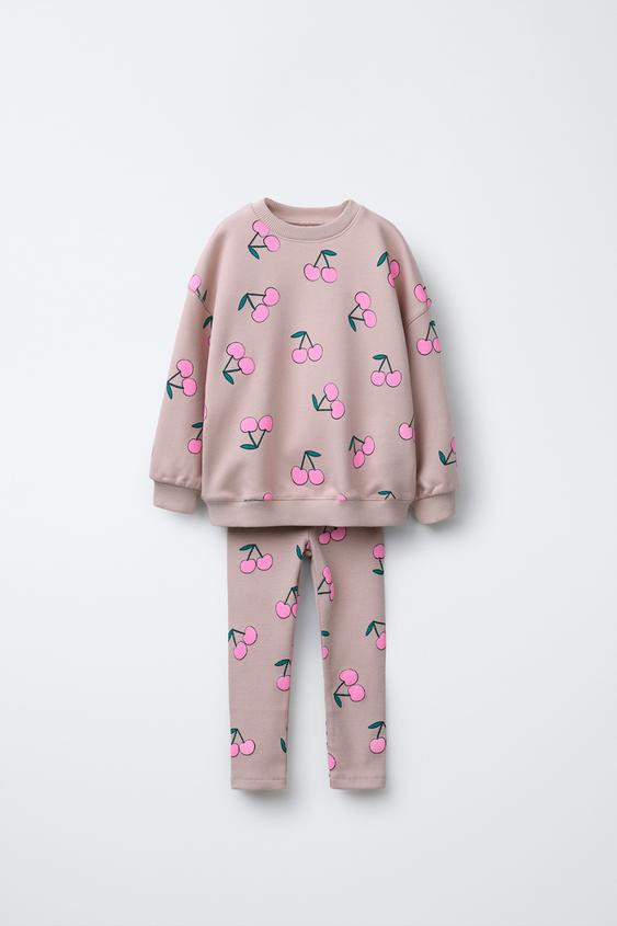 CHERRY RIB SWEATSHIRT AND LEGGINGS SET | Zara US