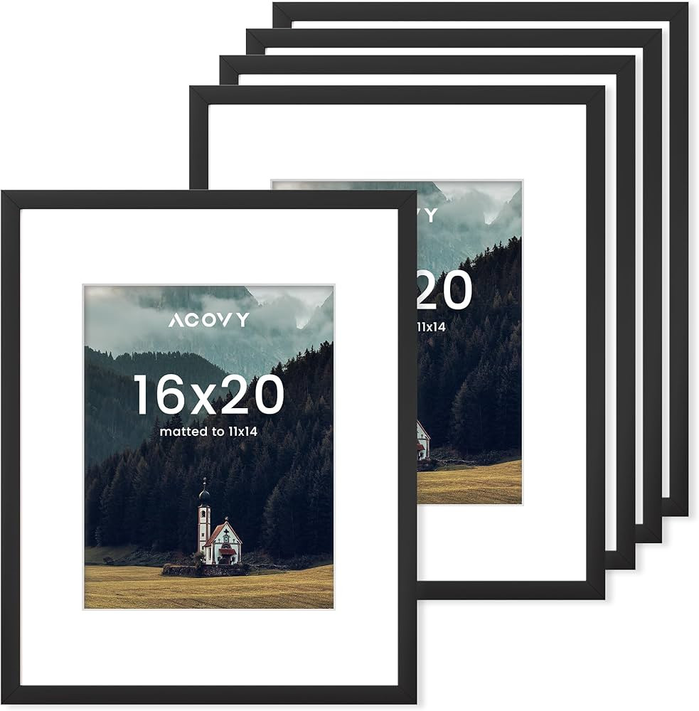 16x20 Picture Frames Set of 5,16 x 20 Poster Frame with Mat for 11x14 or 16x20 without Mat, 16"x2... | Amazon (US)