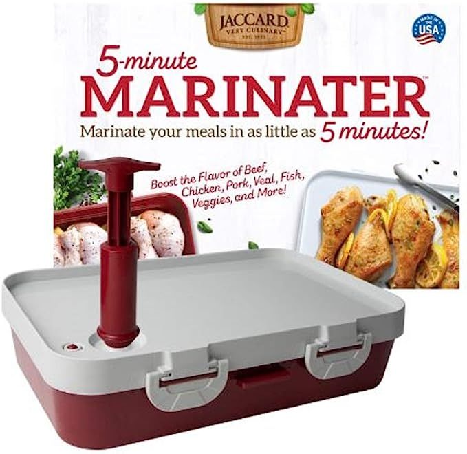 Jaccard 5-Minute Marinater, 10 X 14 Inch, White/Red, Instant Vacuum Marinade Container. Dishwashe... | Amazon (US)