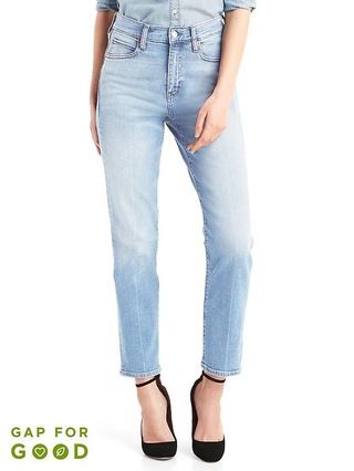 Gap Women Washwell High Rise Real Straight Jeans Size 27 Regular - Light indigo | Gap US