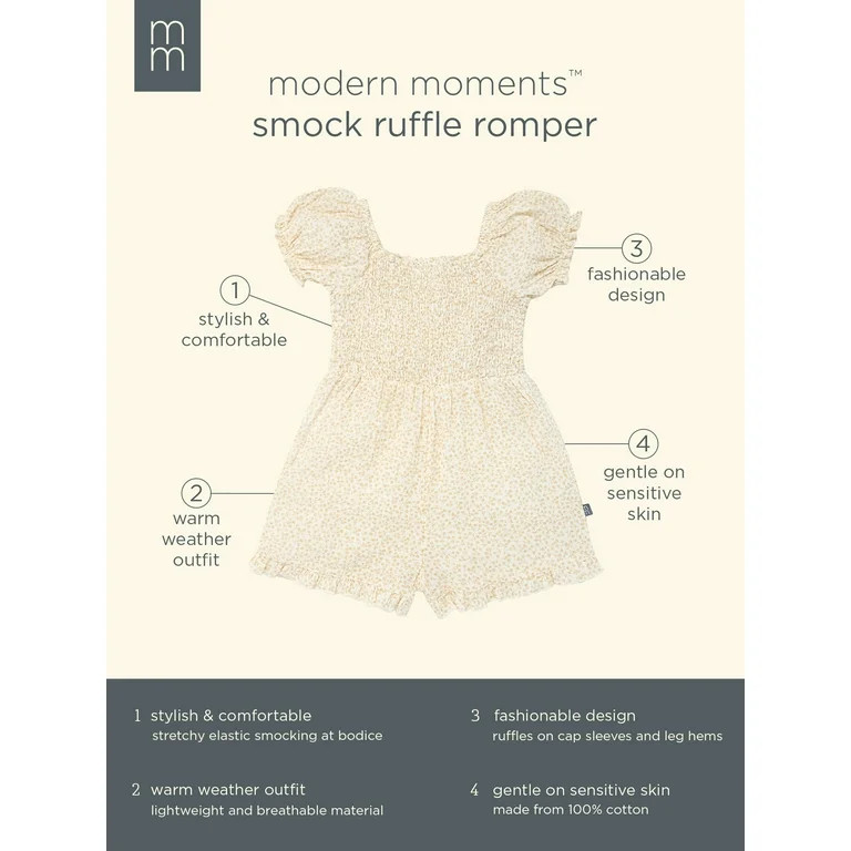 Modern Moments by Gerber Toddler Girl Smock Ruffle Romper, Sizes 12M-5T | Walmart (US)