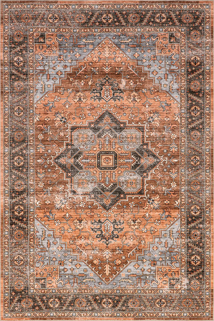 Ginevra Moody Medallion Spill Proof Washable Rug | Sienna Brown | Rugs USA