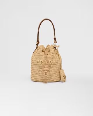 Crochet and leather mini-bucket bag | Prada Spa US