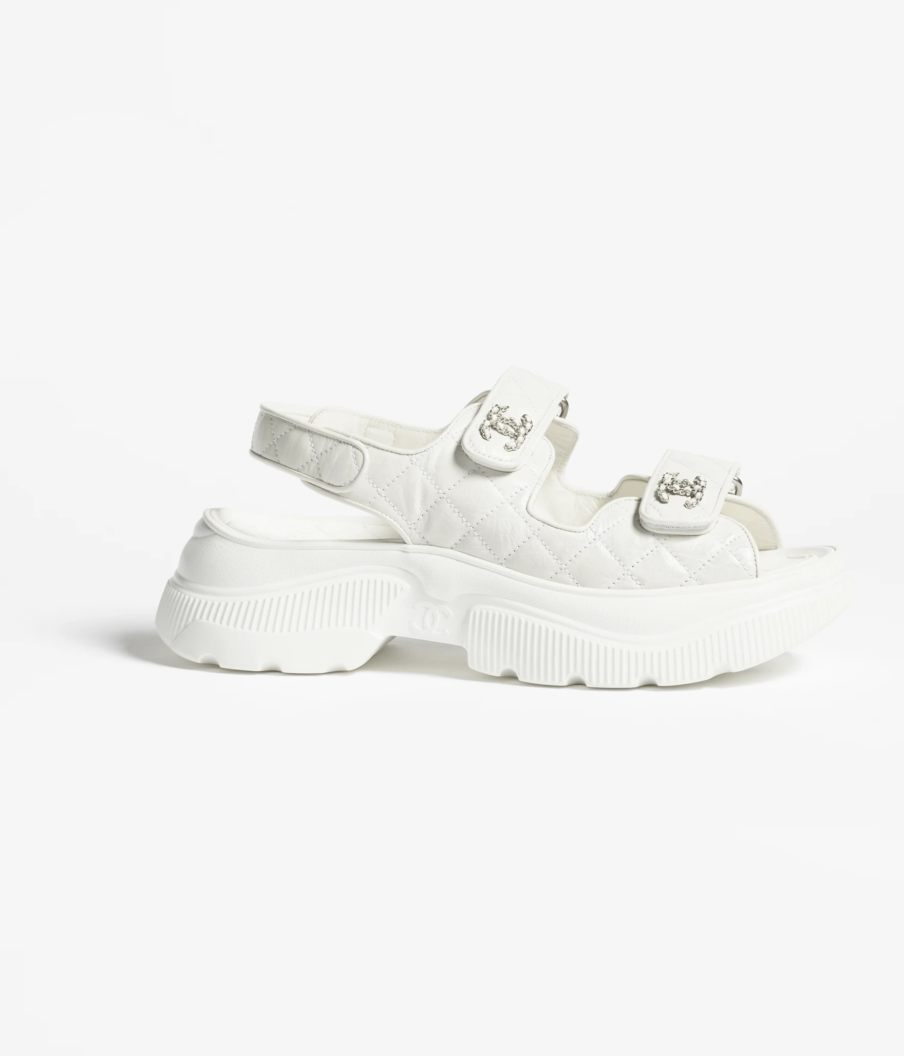 Sandals - Shiny calfskin, white — Fashion | CHANEL | Chanel, Inc. (US)
