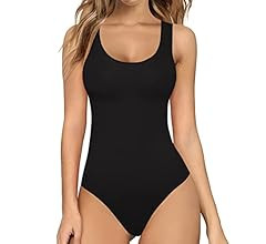 MANGOPOP Women's Round Neck Sleeveless T Shirt Tank Top Bodysuits Jumpsuits | Amazon (US)
