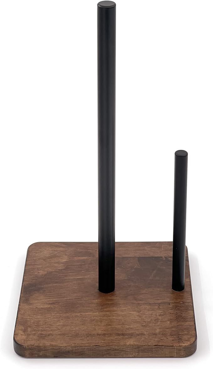 Black Paper Towel Holder Stand with Exquisite Wood Square Base, Niffgaff Free-Standing Paper Towe... | Amazon (US)