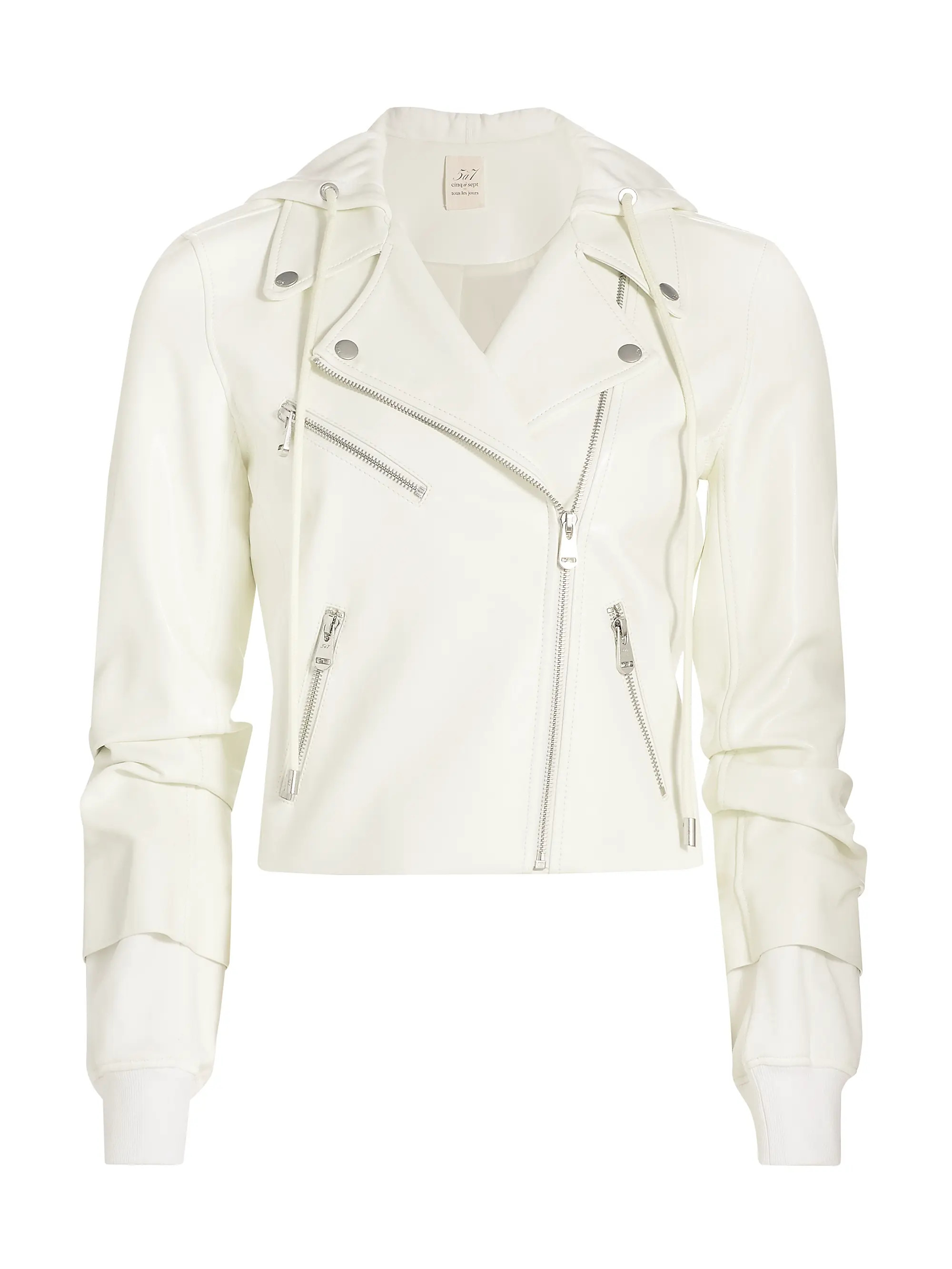 Evie Faux Leather Hooded Moto Jacket | Saks Fifth Avenue
