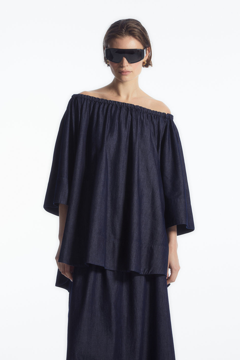 OVERSIZED DENIM OFF-THE-SHOULDER BLOUSE | COS UK