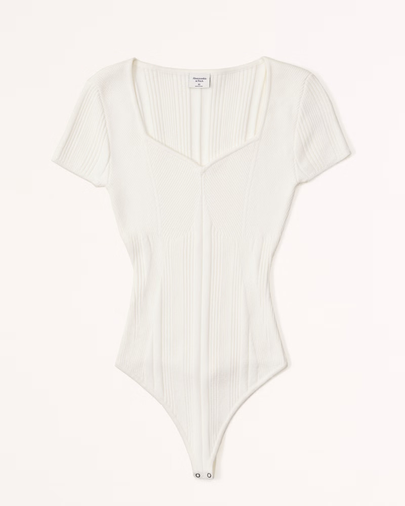 Short-Sleeve Sweetheart Sweater Bodysuit | Abercrombie & Fitch (US)