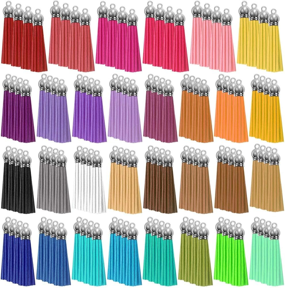 PAXCOO Tassels Charms for Jewelry Making, Keychain Tassels Bulk for Crafts, Leather Key Chain Tas... | Amazon (US)