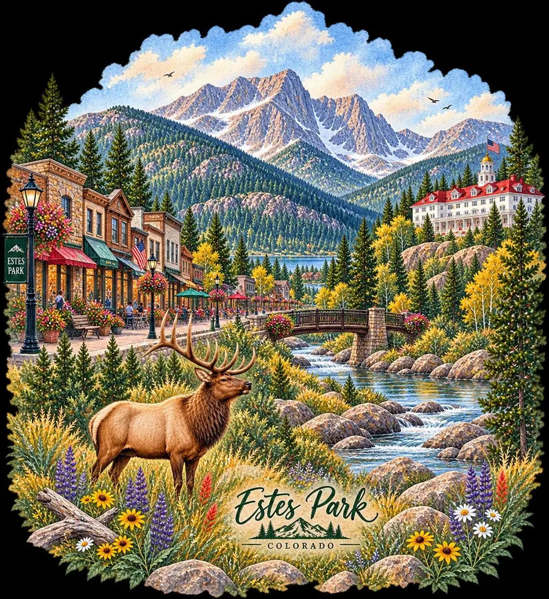 Estes Park Colorado PNG, Rocky Mountain Watercolor, Colorado Travel PNG, Elk Clipart, Mountain To... | Etsy (Global)