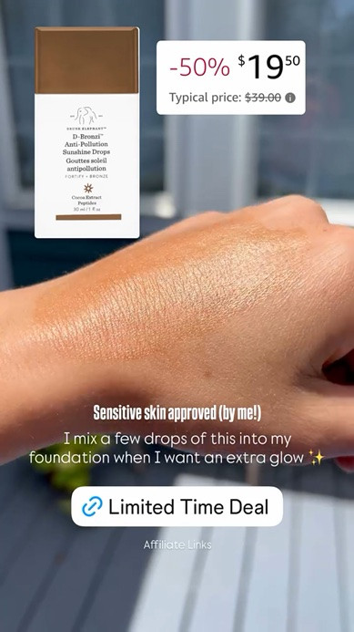 Sensitive skin approved (by me!) I mix a few drops of this into my foundation when I want an extra glow ✨ Amazon prime day deal limited time only! #DrunkElephant D-Bronzi Sunshine Drops - Bronzing Color Serum Drops - Clean Clinical Skincare - Cruelty-Free - Dermatologist-Tested - Free of Essential Oils, Silicones, and Fragrance. #bronzer #sunkissed #skincare #primeday #beauty

#LTKBeauty #LTKSaleAlert #LTKSwim