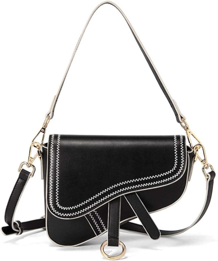 Women's Saddle Bag Vintage Stitching Mini Crossbody Shoulder Strap Small Purse | Amazon (US)