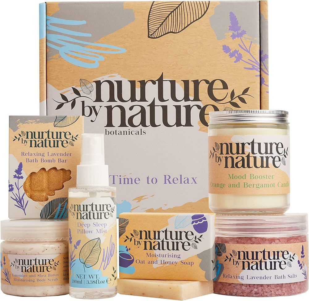 Nurture by Nature RELAX & CALM Spa Kit, Spa Gift Baskets For Women - Complete Bath Sets for Women... | Amazon (US)
