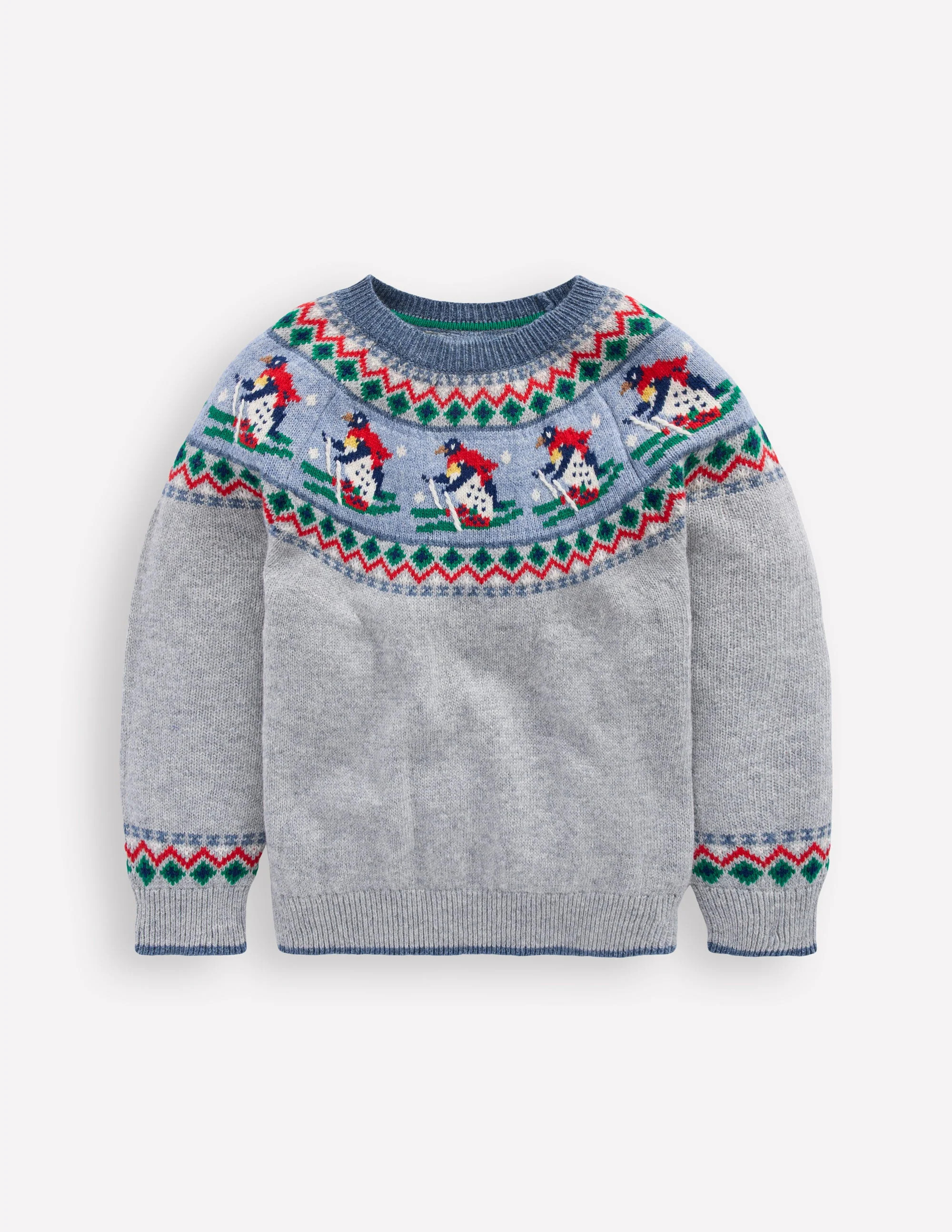 Fair Isle Jumper-Glacier Blue Reindeer | Boden (US)