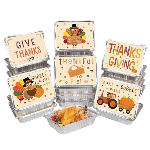 36-Pack Premium Thanksgiving Leftover Containers with Lids - Durable & Leak-Proof, 6.1"W X 8.2"L X 1.8"H,Thanksgiving Aluminum Foil Containers Perfect for Fall Party Leftovers & To-Go Meals | Amazon (US)