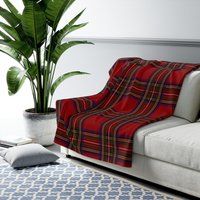 Red Plaid Blanket, Tartan Sherpa Fleece Sofa Throw | Etsy (US)