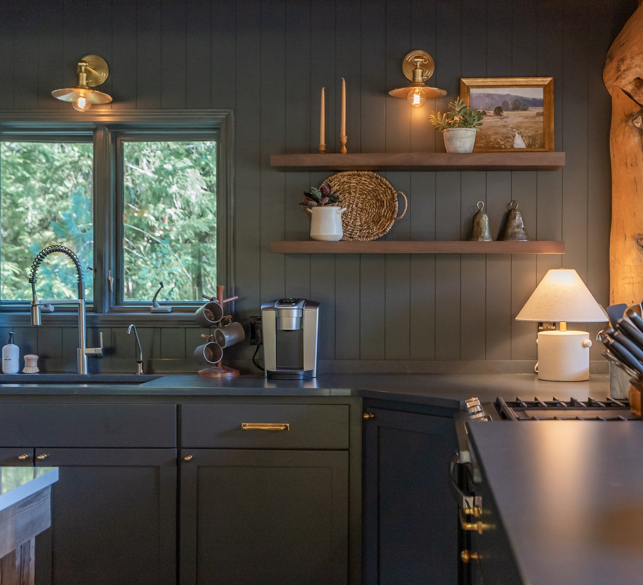 Warm, unique lighting to compliment our moody, modern cabin! We incorporated warm copper and brass tones to evoke cozy vibes and modern lines. #danielshomecollective #DHCdesign #cabin 

#LTKhome #LTKtravel