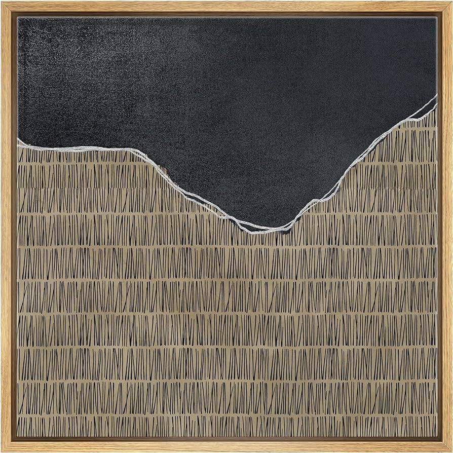 SIGNWIN Framed Canvas Print Wall Art Geometric Dark Black Line Pattern Landscape Abstract Shapes ... | Amazon (US)
