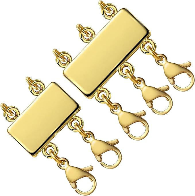 Necklace Layering Clasps Magnetic Slide Lock Clasp Necklace Connector Multi Strands Slide Tube Cl... | Amazon (US)