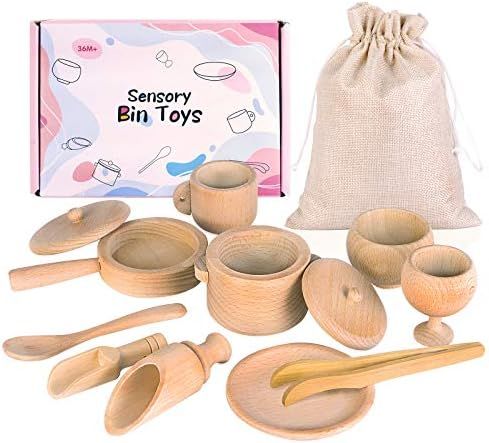 Sensory Bin Tools, Montessori Toys for Toddlers, Waldorf Toys, Wooden Scoops and Tongs for Transf... | Amazon (US)
