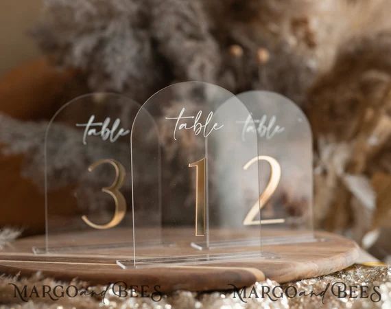 Arch Acrylic Table Numbers Clear Acrylic and Gold Sign - Etsy | Etsy (US)