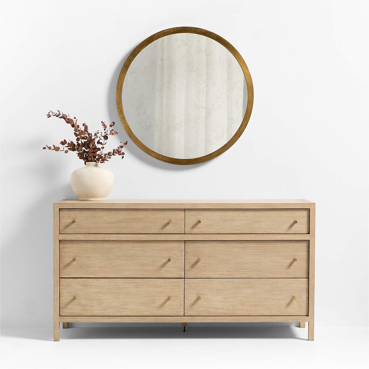 Harrington Brass Patina Round Metal Wall Mirror 36" + Reviews | Crate & Barrel | Crate & Barrel