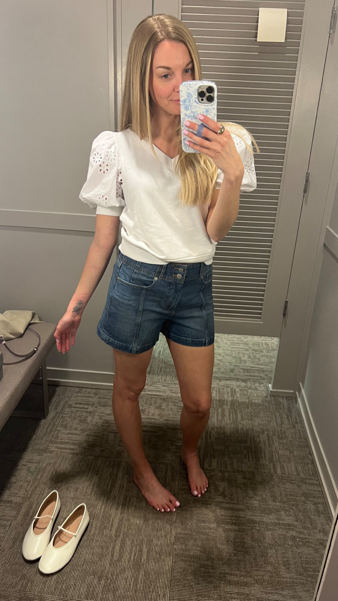 These denim shorts are so cute! I love the seams and the wash. You can totally dress them up for nighttime. I’m wearing size 27/4. Very stretchy and still structured. 

#LTKFindsUnder50 #LTKSaleAlert