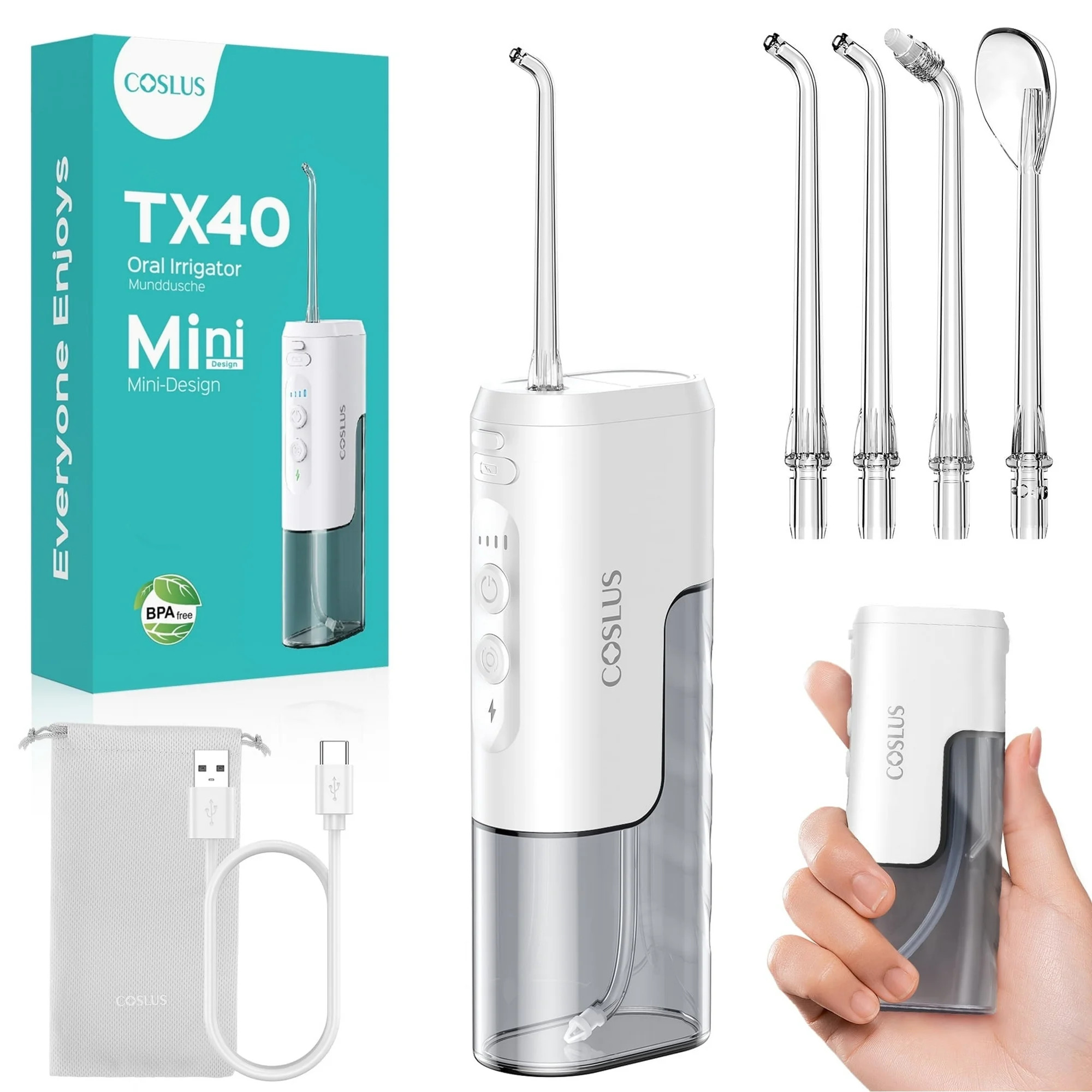 COSLUS Mini Portable Water Flosser for Travel,Water Dental Flosser Pick for Teeth,4 Modes, 180ml,... | Walmart (US)