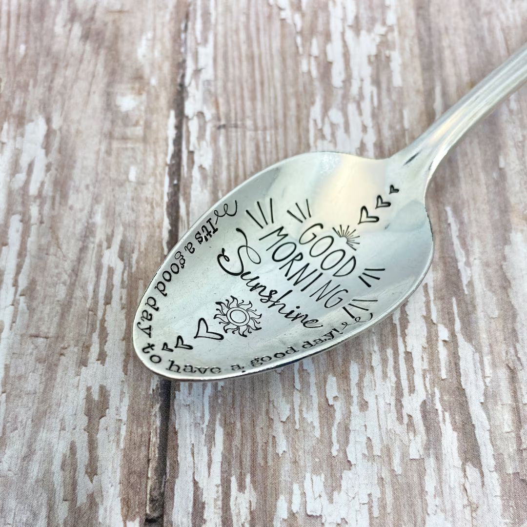 Good Morning Sunshine Personalized Spoon, Stamped Vintage Silverplated Spoon, Custom Spoon, Gift ... | Etsy (US)