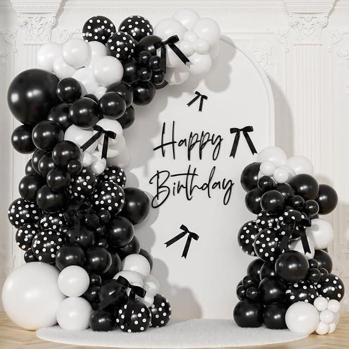 Black White Polka Dot Balloon Arch Kit, Coquette Birthday | Amazon (US)